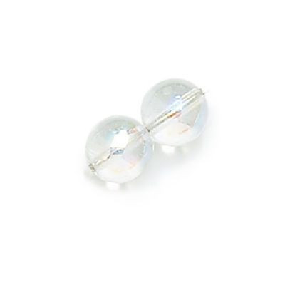 10mm Round Glass Beads, Crystal AB (Qty: 15)